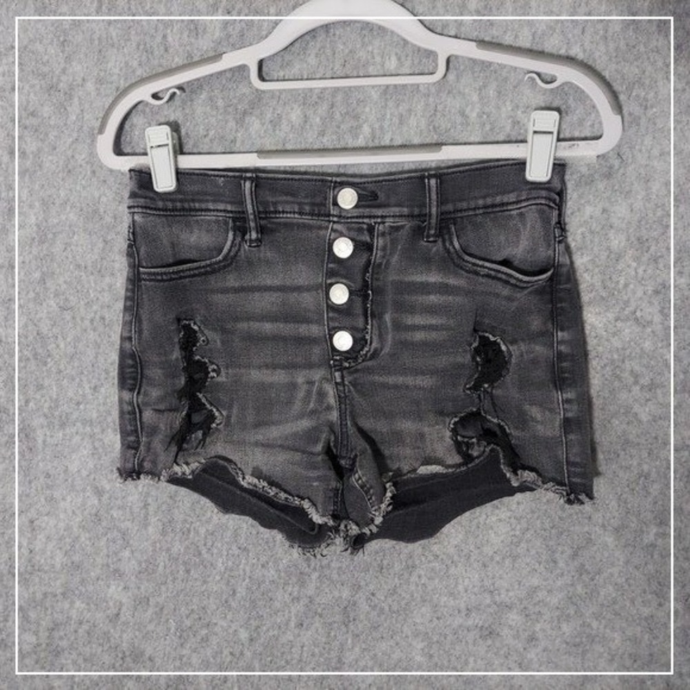 Abercrombie Shorts Girls 15 16 Blue High Rise Distressed Denim Festival Summer‎